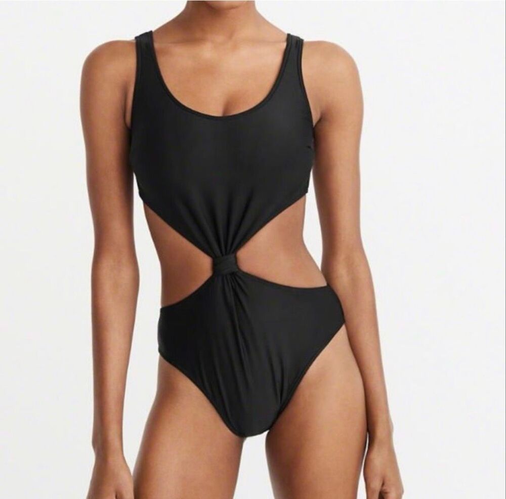 Abercrombie & Fitch Black Cutout Monokini One-Piece Swimsuit Size Medium